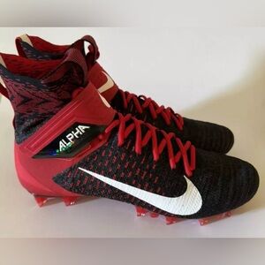 Nike Alpha Menace Elite 2 Mens 12.5 Flyknit Football Cleats Black/Red BV2077-009